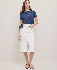 Ann Taylor Petite Weekend Collection Linen Blend T-Shirt Navy Pebble Women's