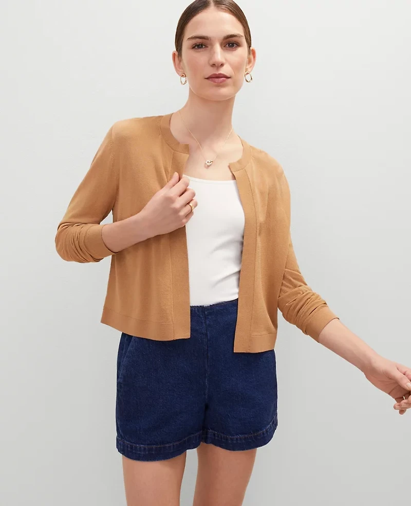 Ann Taylor Petite Cropped Open Cardigan Women's