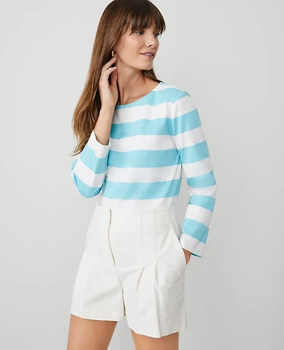 Ann Taylor Striped Crew Neck Top Size Medium Sea Isle Women's