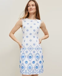 Ann Taylor Petite Eyelet Sheath Dress Blue Women's