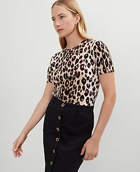 Ann Taylor Animal Print Sweater T-Shirt _Black Women's