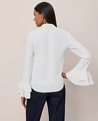 Ann Taylor Bell Sleeve Blouse Winter White Women's