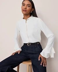 Ann Taylor Bell Sleeve Blouse Winter White Women's