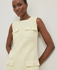 Ann Taylor Petite Button Pocket Shift Dress Size 0 Yellow Buttercream Women's