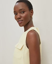 Ann Taylor Petite Button Pocket Shift Dress Size 0 Yellow Buttercream Women's