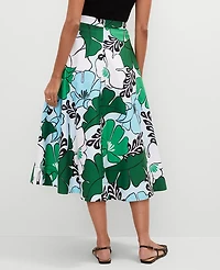 Ann Taylor Floral Tea Length Skirt Size 0 Leafy Green Women's