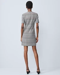 Ann Taylor Plaid Button Pocket Shift Dress Black Women's