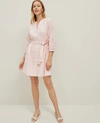 Ann Taylor Eyelet Belted Split Neck Dress Potpourri Women's