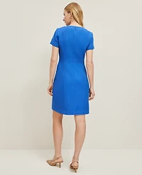 Ann Taylor Petite Button Pocket Dress Power Blue Women's