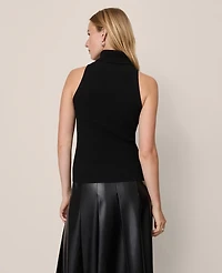Ann Taylor Ribbed Turtleneck Shell Top Black Women's