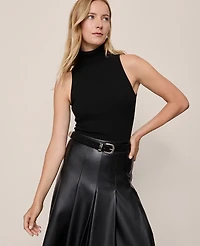 Ann Taylor Ribbed Turtleneck Shell Top Black Women's