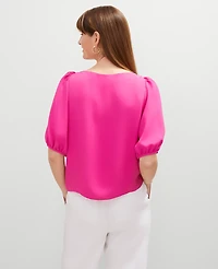 Ann Taylor Boatneck Popover Top Rose Violet Women's