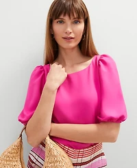 Ann Taylor Boatneck Popover Top Rose Violet Women's