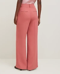 Ann Taylor The Petite Wide-Leg Pant Textured Crepe Burnt Mauve Women's