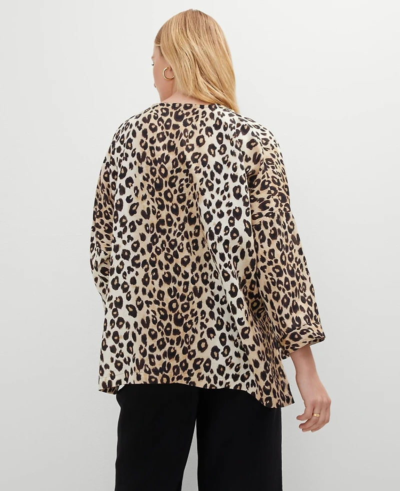 Ann Taylor Animal Print Kimono Brown Multi Women's
