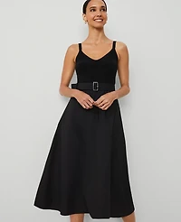 Ann Taylor Petite Mixed Media Sweater Dress Black Women's