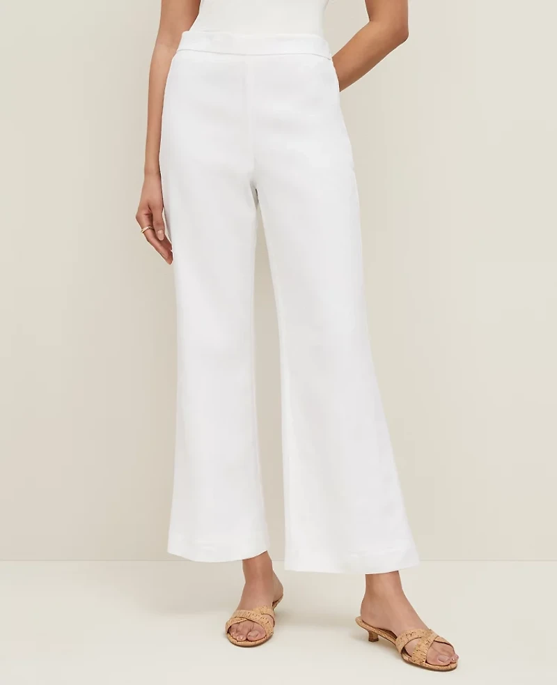 Ann Taylor The Petite Flare Ankle Pant Linen Blend White Women's