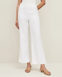 Ann Taylor The Petite Flare Ankle Pant Linen Blend White Women's