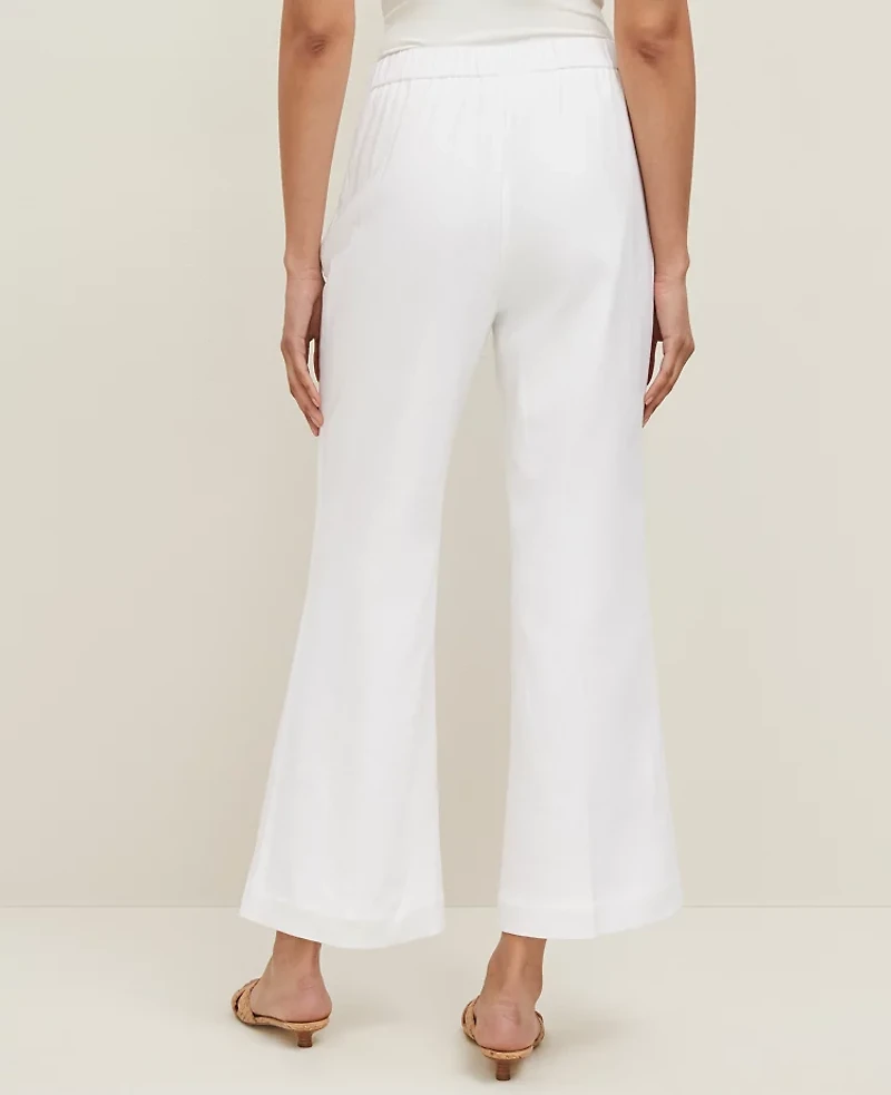Ann Taylor The Petite Flare Ankle Pant Linen Blend White Women's