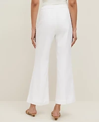 Ann Taylor The Petite Flare Ankle Pant Linen Blend White Women's