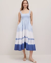 Ann Taylor Petite Weekend Collection Strappy Flare Midi Dress Zephyr Blue Women's