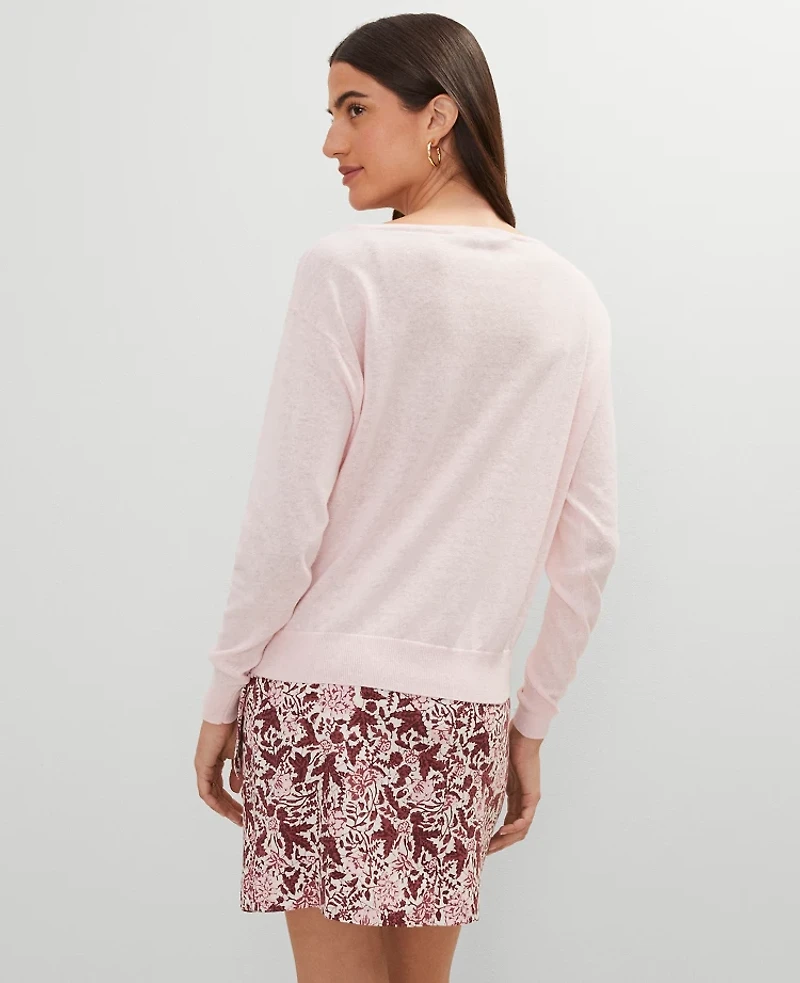 Ann Taylor Petite Weekend Collection Linen Blend V-Neck Sweater Women's