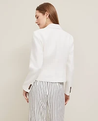 Ann Taylor Piqué Fitted Blazer Size 14 White Women's