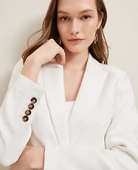 Ann Taylor Piqué Fitted Blazer Size 14 White Women's