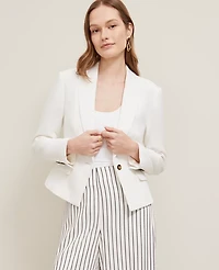 Ann Taylor Piqué Fitted Blazer Size 14 White Women's