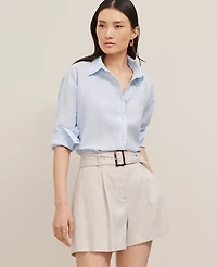 Ann Taylor The Petite Belted Short in Linen Blend Size 4 Natural Flax Women's