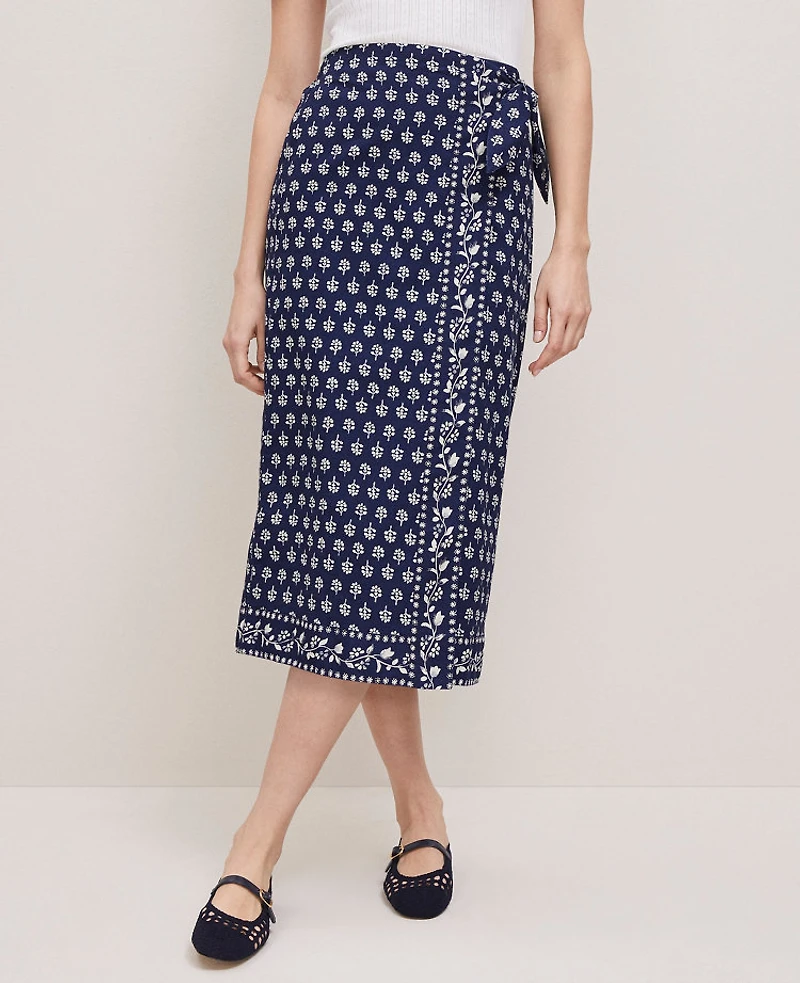 Ann Taylor Petite Weekend Collection Petaled Sarong Skirt Blue Women's