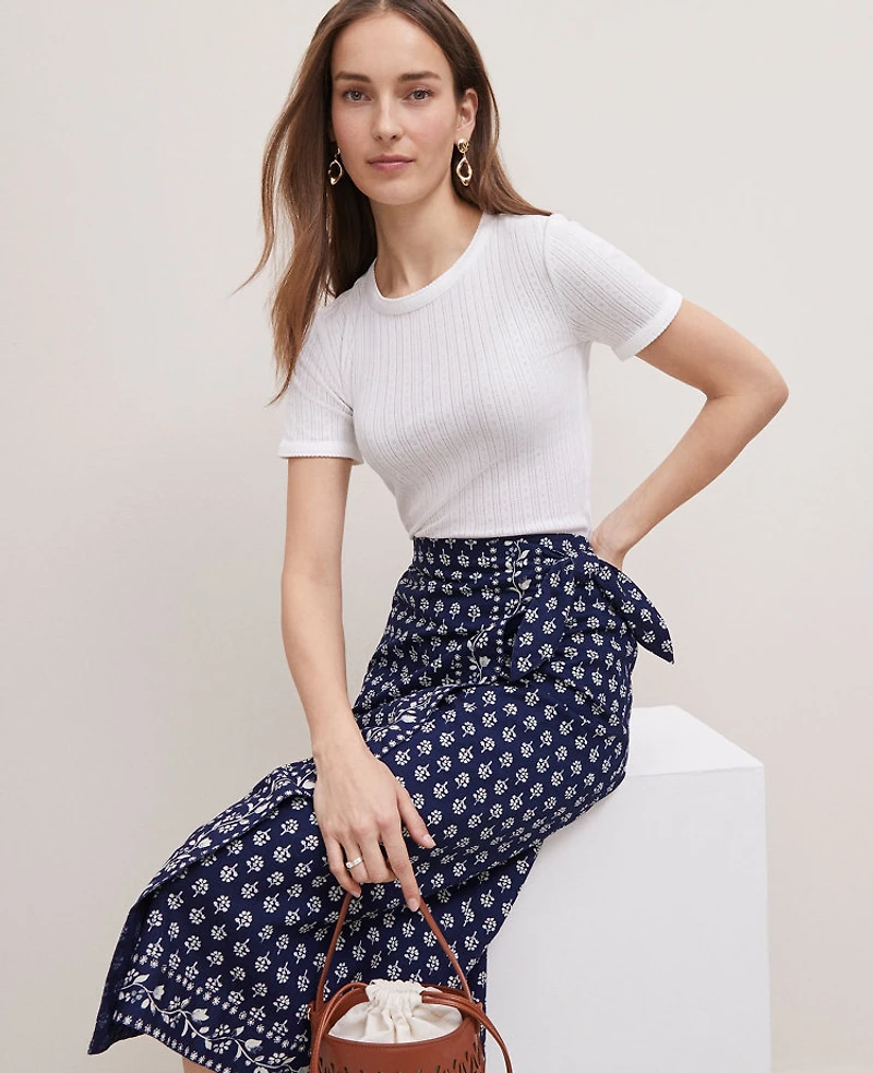 Ann Taylor Petite Weekend Collection Petaled Sarong Skirt Blue Women's