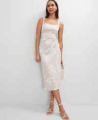 Ann Taylor Petite Knotted Linen Blend Pencil Skirt White Women's