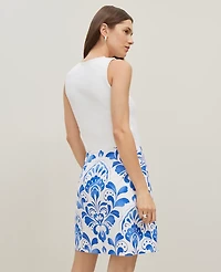 Ann Taylor Petite Tiled A-Line Skirt Power Blue Women's