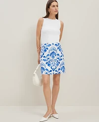 Ann Taylor Petite Tiled A-Line Skirt Power Blue Women's