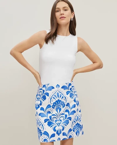Ann Taylor Petite Tiled A-Line Skirt Power Blue Women's