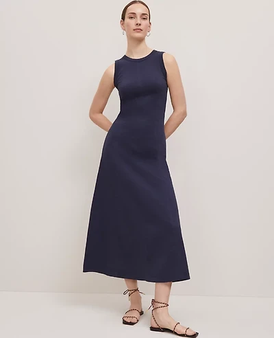 Ann Taylor Petite Weekend Collection Fluted Maxi Dress Night Sky Women's