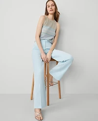 Ann Taylor The Straight Trouser Twill Blue Glow Women's