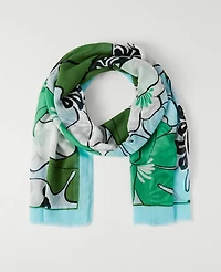Ann Taylor Floral Scarf Natural Green Women's