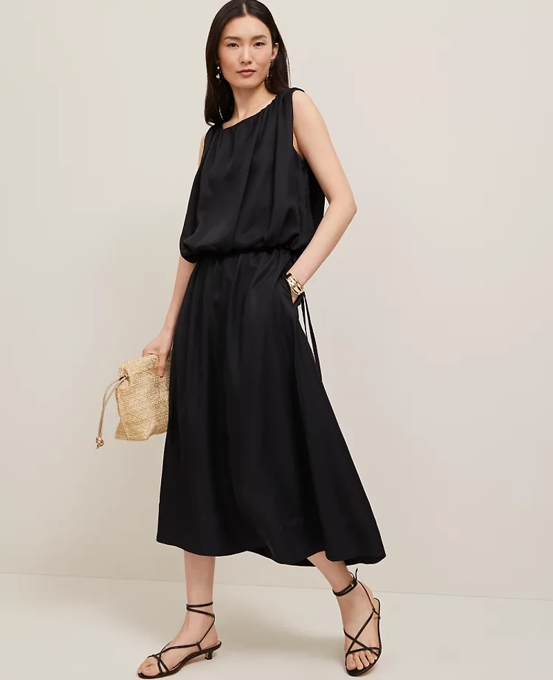 Ann Taylor Petite Side-Tie Midi Skirt Women's