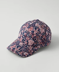 Ann Taylor Weekend Collection Floral Baseball Cap Navy Pebble Women's