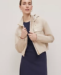 Ann Taylor Petite Weekend Collection Windbreaker Jacket Size Small Soft Khaki Women's