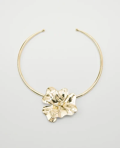 Ann Taylor Metal Flower Statement Necklace Goldtone Women's