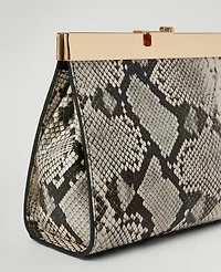 Ann Taylor Snake Print Clutch Handbag Black Women's