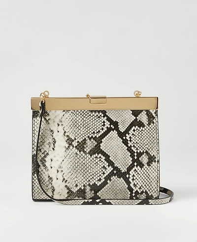 Ann Taylor Snake Clutch Bag Black Women's
