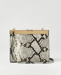 Ann Taylor Snake Print Clutch Handbag Black Women's