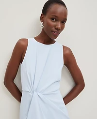 Ann Taylor Petite Crepe Twist Sheath Dress Zephyr Blue Women's