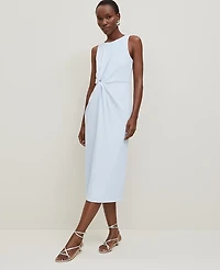 Ann Taylor Petite Crepe Twist Sheath Dress Zephyr Blue Women's