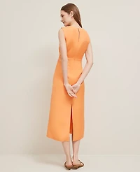 Ann Taylor Petite Linen Blend Column Midi Dress Size 6 Muskmelon Women's