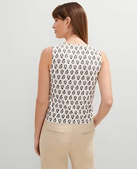 Ann Taylor Petite Floral Crew Neck Shell Top Winter White Women's